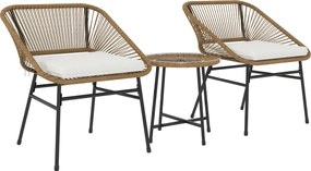 Outsunny 3 Részes Kerti Szett PE Rattanból és Acélból, 2 Párnával Ellátott Szék és Hengeres Üvegtetős Kávézóasztal, Erkélybútor Készlet Teraszra és Ke