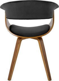 Ohio 2 szék fekete színben, bársony kárpittal, hajlított rétegelt lemez vázzal