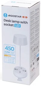 Aigostar - LED Dimmelhető asztali lámpa aljzatokkal és USB-porttal LED/4,6W/230V fehér