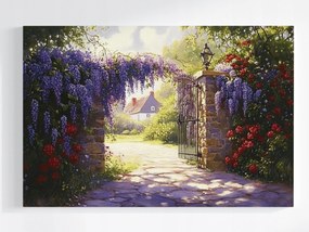 Poszter Virágzó Falu Glicinia Wisteria Rózsa Kapu 120x80