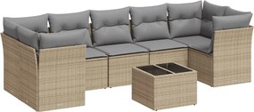 vidaXL 8 részes bézs polyrattan kerti ülőgarnitúra párnával