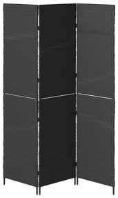 3 Paneles Elválasztó Fekete 146x180 cm Polirattan