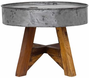 Ezüstszínű vegyes újrahasznosított fa dohányzóasztal 60 x 45 cm