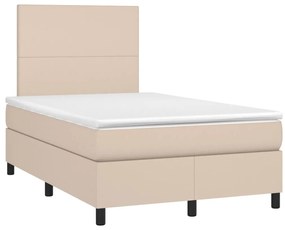 cappuccino színű műbőr rugós és LED-es ágy matraccal 120x190 cm