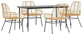 vidaXL 5 észes barna polyrattan üveg kerti étkezőgarnitúra