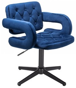 HR8403CROSS Tengerkék modern velúr szék fekete lábbal