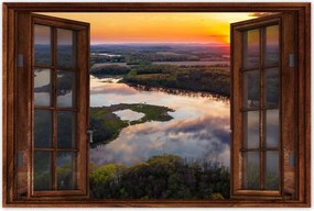 Poszterek 60x40 Folyó erdő naplemente