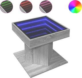 vidaXL szürke sonoma szerelt fa dohányzóasztal LED-del 50 x 50 x 45 cm