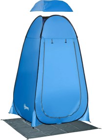 Outsunny Azonnali Pop-Up Zuhanysátor - Hordozható Magánsátor, 1 Horog Zsebkészlettel, UV 20+ Védelemmel 126x124x189 cm Kék | Aosom