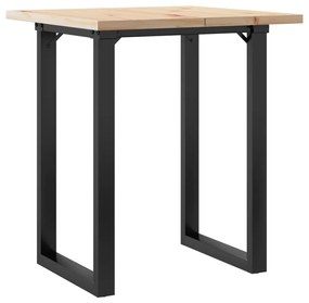 tömör fenyőfa és öntöttvas étkezőasztal O-vázzal 70x70x75,5 cm