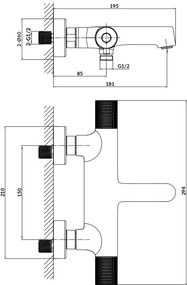 Cersanit Zen, falra szerelheto kádcsaptelep, króm, S951-563