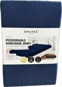 Gumis lepedő pamut jersey 160X200 Sötétkék