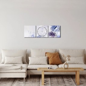 Kép - Virágok, textúrált festmény (órával) (90x30 cm)