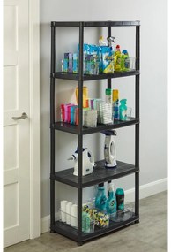 Fekete műanyag polcos tároló állvány 71x170 cm – Addis