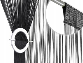 Függöny függöny spagetti zsinór rojt dekoráció 100x200 széles fekete