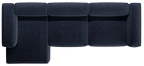 Sötétkék kordbársony sarokkanapé (bal oldali-heverő résszel) Bergano – Cosmopolitan Design