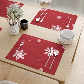 Goldea karácsonyi pamut reggeliző alátét - hópelyhek piros alapon - 2db 30 x 40 cm