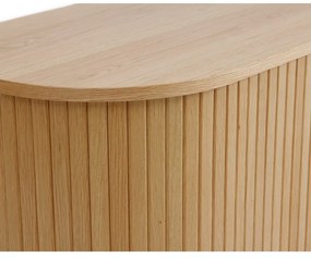 Natúr színű komód tolóajtóval, tölgyfa dekorral 120x76x45 cm Nola – Unique Furniture