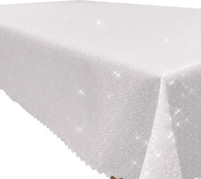 Abrosz Fehér, Fényes Ezüst Cérna Vastag Lengyel Rombusz 100x140