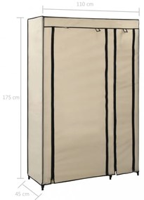 krémszínű összecsukható szövet ruhásszekrény 110 x 45 x 175 cm