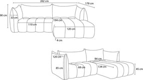 Bézs buklé sarokkanapé (bal oldali-heverő résszel) Azra – Bobochic Paris