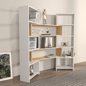 könyvespolc Poyraz - White, Oak
