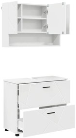 Fürdőszoba bútor szett 2 pcs Fehér 76.5 x 35 x 64 cm Faanyag