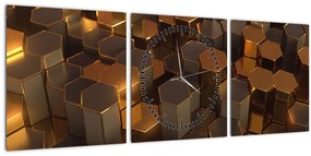 Kép - bronz hatszögek (órával) (90x30 cm)