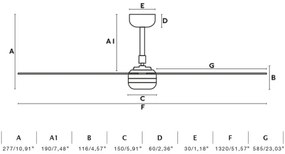 FARO 33817WT-Mennyezeti ventilátor PUNT M barna/fekete átm. 132 cm WT+ távirányítás
