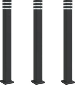 vidaXL 3 db fekete alumínium kültéri állólámpa aljzattal 110 cm