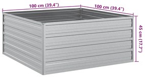 ezüstszínű horganyzott acél kerti magaságyás 100 x 100 x 45 cm