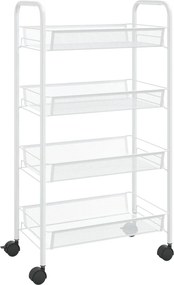 vidaXL fehér 4 szintes vas konyhai kerekes kocsi 46 x 26 x 85 cm
