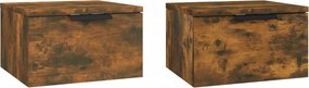 vidaXL 2 db füstös tölgy falra szerelhető éjjeliszekrény 34x30x20 cm