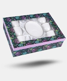 Fehér porcelán csésze domború arany szegéllyel hat személyes készlet Veroni Dominica