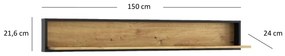 Polc 150 cm Bobbie (artisan tölgy + fekete). 1052780