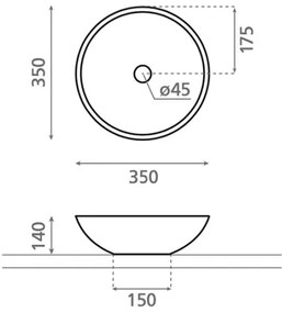 Bathco 4015 - Ráültethető mosdó CASTELLON átm. 35 cm, porcelán/fehér