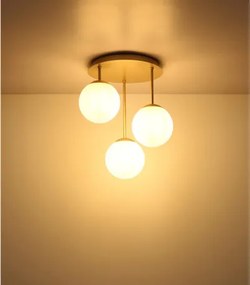 Globo 47441-3CH Mennyezeti lámpa, matt pezsgő színű fém, fehér üveggolyók, ø: 340mm, M: 400mm, 3x E14 LED 25W 230V izzók nélkül
