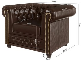 Sötétbarna bőrutánzat fotel York – Ropez