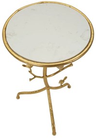 Arany színű lerakóasztal madárkákkal és márvány felülettel – Dekoratív