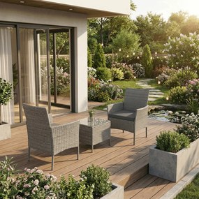 Kerti bútor szett 1+2, polyrattan, szürke, AZS-A1102 GREY