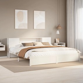 fehér tömör fenyőfa könyvespolcos ágy matrac nélkül 180x200 cm