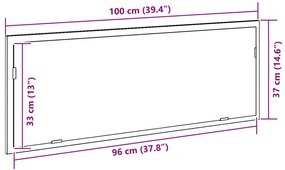 LED tükör fürdőszobához fekete tölgyből, 100x8,5x37 cm mérnöki fa