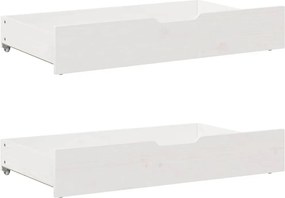 vidaXL 2 db fehér tömör fenyőfa ágy alatti fiók 95 x 55 x 17 cm