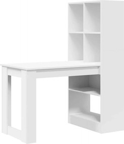 vidaXL Asztal polcokkal tárolóval Fehér 122 x 67 x 145 cm Faanyag