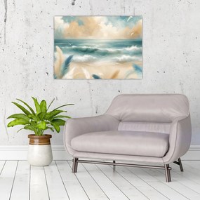 Üveg kép – Festett strand lágy színekben (70x50 cm)