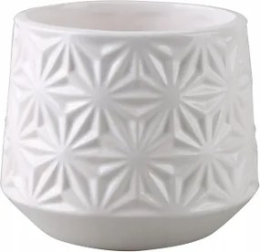 Kerek kerámia virágtartó fedél Flower Fehér 10,5 x 12,5cm