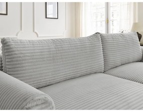 Világosszürke kordbársony kinyitható sarokkanapé (jobb oldali) Lucien – Bobochic Paris