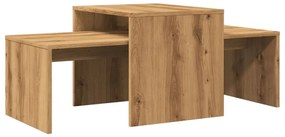 Kézműves tölgy színű szerelt fa dohányzóasztal 100 x 48 x 40 cm