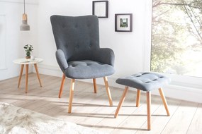 DENVER szürke design fotel lábtartóval