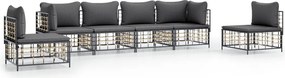 vidaXL 6 részes antracitszürke polyrattan kerti ülőgarnitúra párnákkal